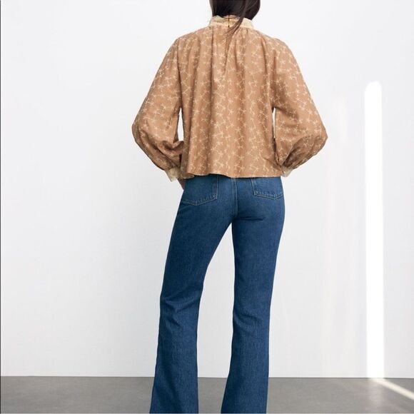 Zara Embroidered Lace Collar Top - Picture 2 of 6